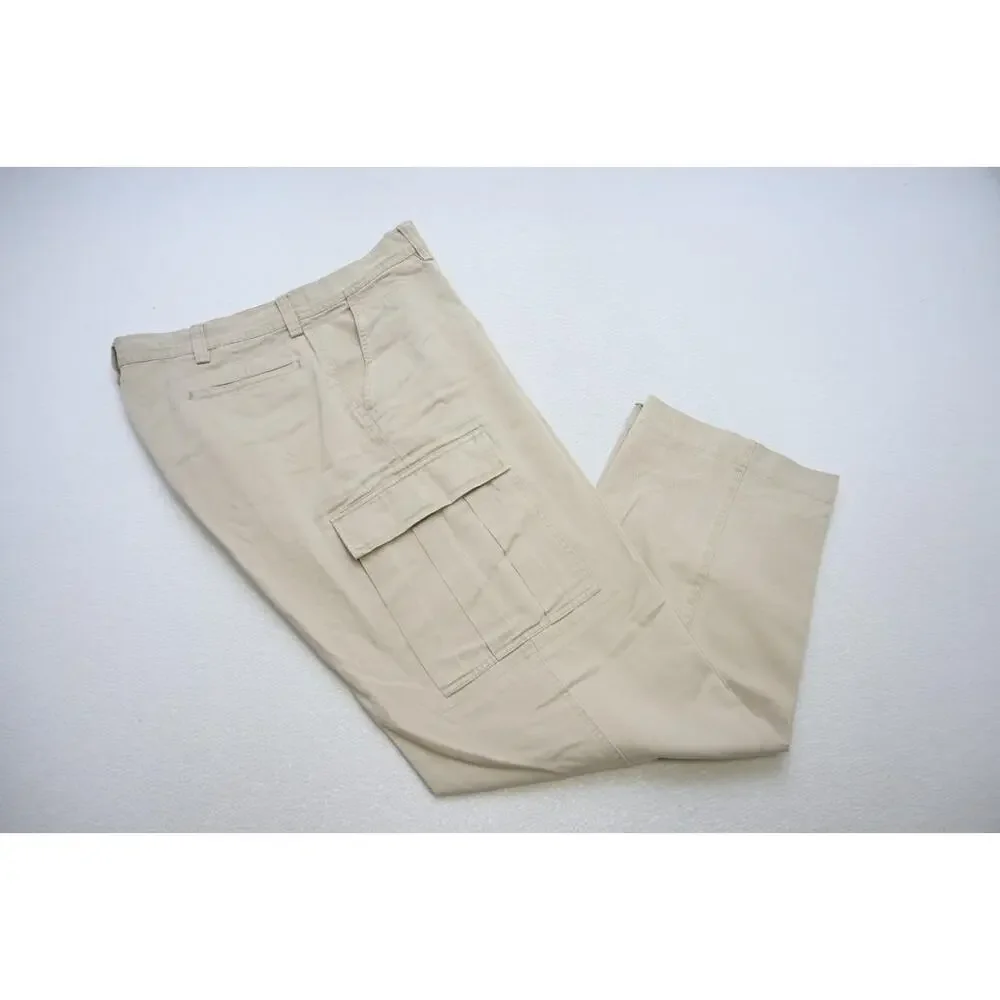 VTG Polo Ralph Lauren PrCargo eston Pants Beige Flat Khaki Chino Mens Sz 36 x 32